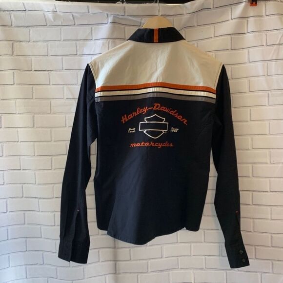 Harley Davidson Black Button Down Shirt Size L - Picture 2 of 4